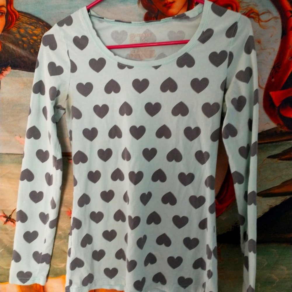 BLUE AND GREY HEART SWEATER